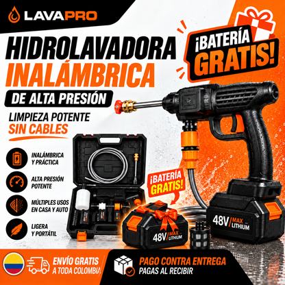 Hidrolavadora Inalámbrica de Alta Presión + 1 Batería Gratis 🎁 50% OFF
