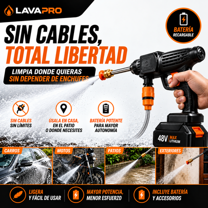 Hidrolavadora Inalámbrica de Alta Presión + 1 Batería Gratis 🎁 50% OFF